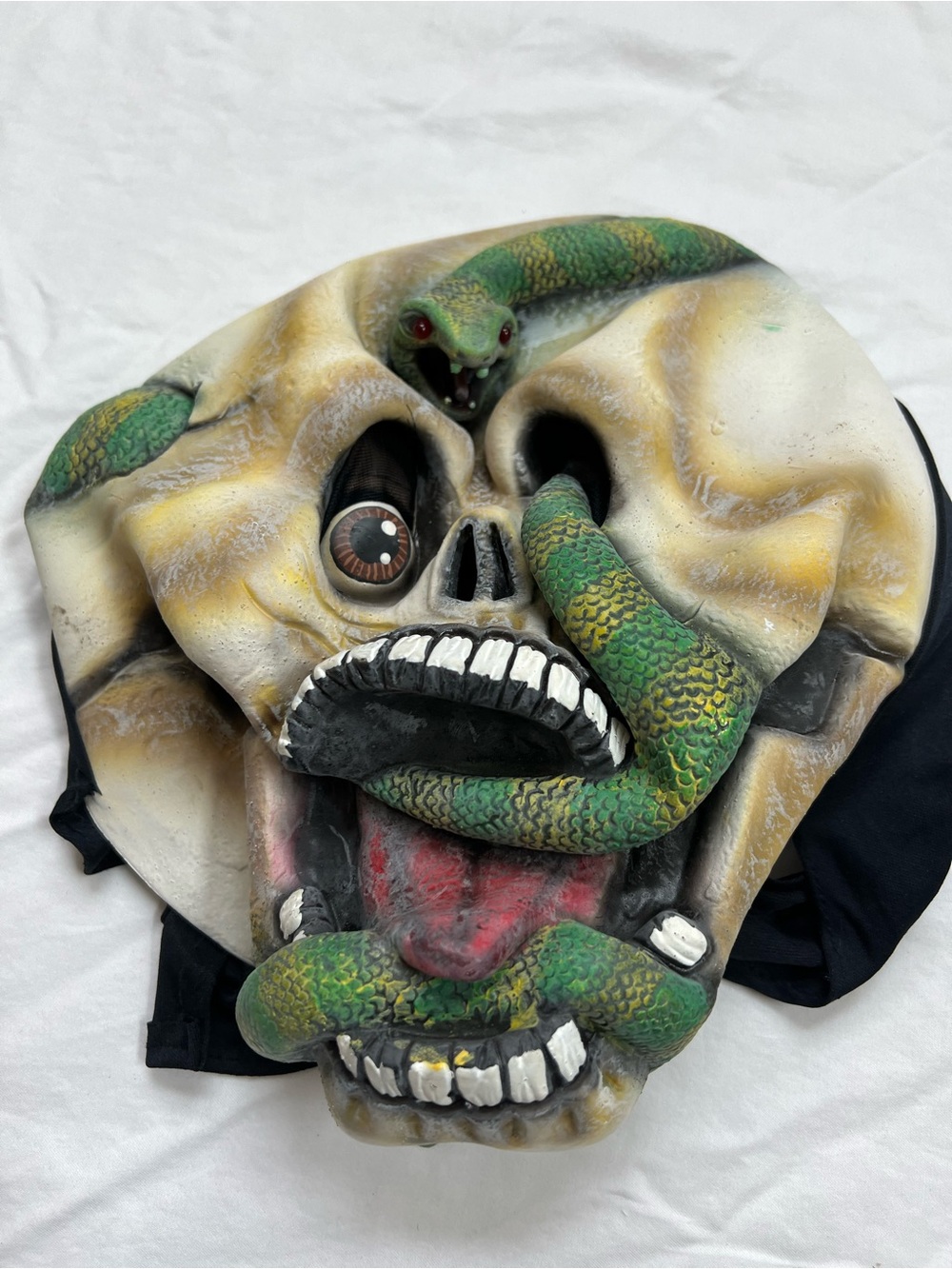Squeeze Light Mummy Head Mask Latex Snake Light Up Eyes Scary Halloween Spooky
